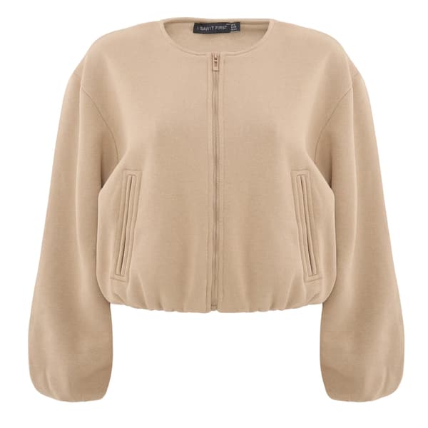 I Saw It First Bomberjacka för damer med elastisk nederkant 14 U Taupe 14 UK