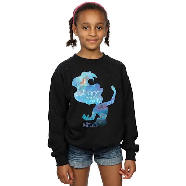 Disney Princess Girls Ariel Filled Silhouette Sweatshirt 7-8 år Black 7-8 Years