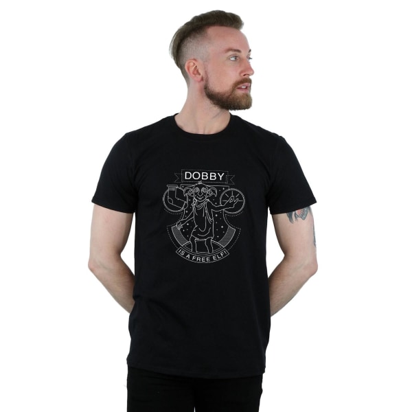 Harry Potter T-shirt med Dobby-tryck för män, S, svart Black S