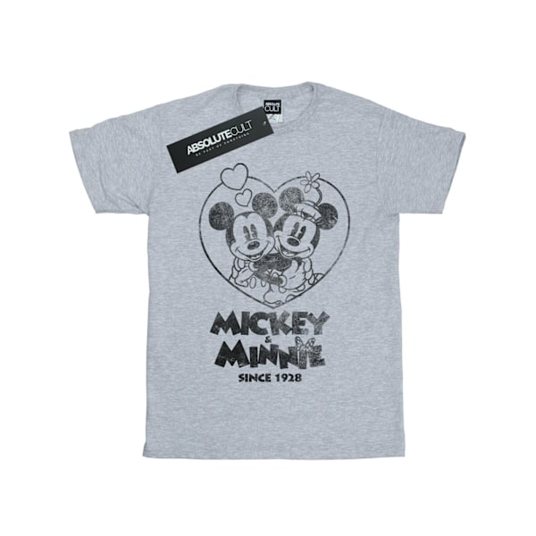 Disney Girls Mickey och Minnie Mouse sedan 1928 bomull T-shirt Sports Grey 12-13 Years