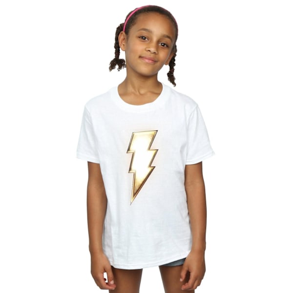 DC Comics Girls Shazam Bolt Logo Bomull T-shirt 7-8 år Vit White 7-8 Years