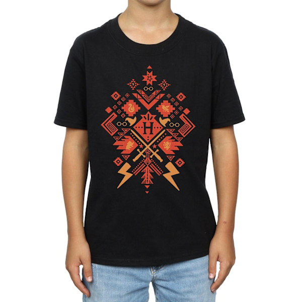 Harry Potter Pojkar Jul Fair Isle T-shirt 7-8 år Svart Black 7-8 Years