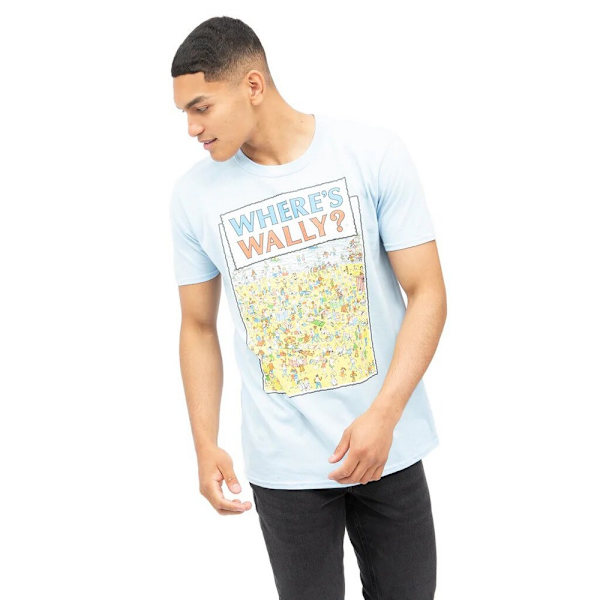Var är Wally? Herr T-shirt för stranden M Himmelsblå Sky Blue M