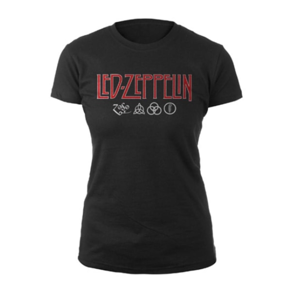 Led Zeppelin Dam/Dam Symboler Logotyp T-shirt L Svart Black L