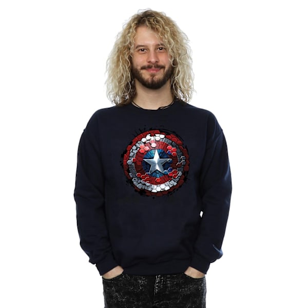 Marvel Herr Captain America Civil War Hex Shield Sweatshirt XL Navy Blue XL