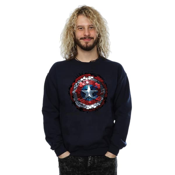 Marvel Herr Captain America Civil War Hex Shield Tröja M N Navy Blue M