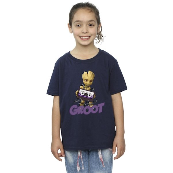 Guardians Of The Galaxy Girls Groot Kassett Bomull T-shirt 12-1 Navy Blue 12-13 Years