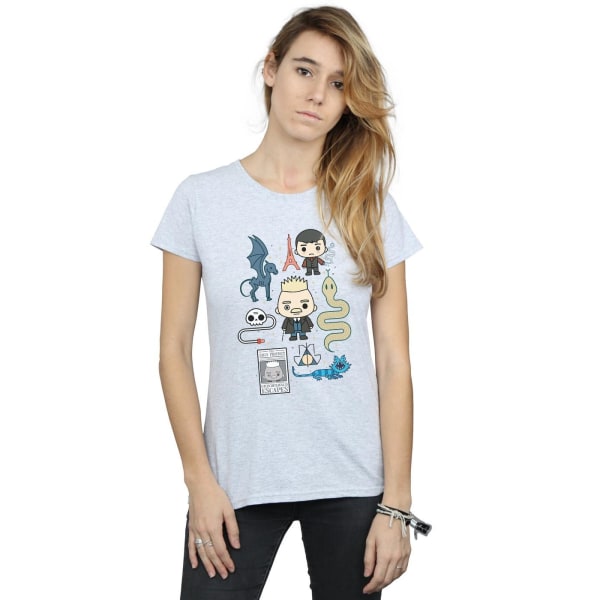 Fantastic Beasts Dam/Dam Chibi Grindelwald T-shirt i bomull Sports Grey L