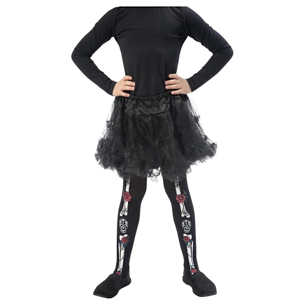 Smiffys Flickor Day Of The Dead Tights 6-12 År Svart Black 6-12 Years