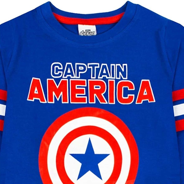 Captain America Pojk Sköld Lång Pyjamas Set 3-4 År Blå Blue 3-4 Years