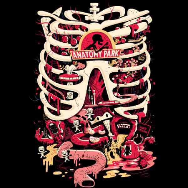 Rick And Morty Unisex Adult Anatomy Park T-Shirt M Svart Black M