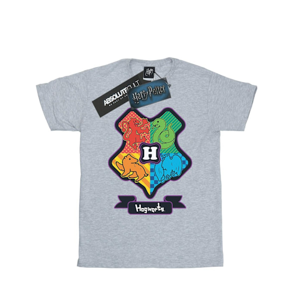 Harry Potter T-shirt för flickor med Hogwarts-vapen i bomull, 12-13 år Sports Grey 12-13 Years