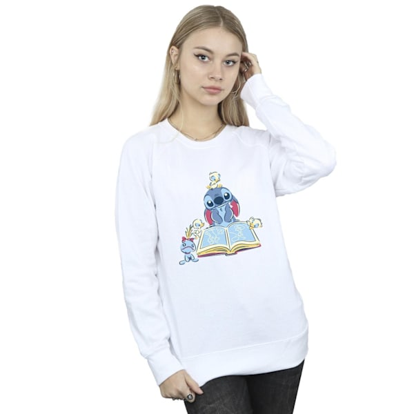 Disney Dam/Kvinnor Lilo & Stitch Läser En Bok Sweatshirt L White L