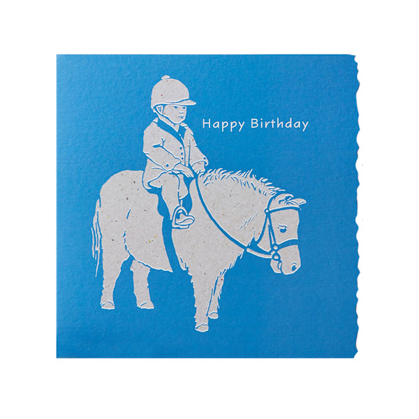 Deckled Edge Colour Block Pony Gratulationskort En Storlek Happy Bi Happy Birthday - Child and Shetland One Size