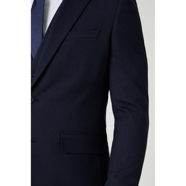 Burton Mens Micro-Stripe Slim Suit Jacket 36R Marinblå Navy 36R