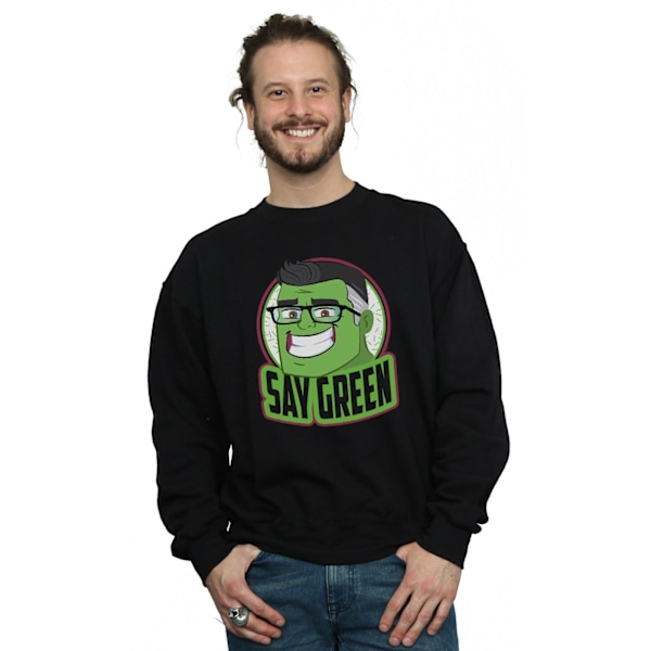 Marvel Mens Avengers Endgame Hulk Say Green Sweatshirt M Svart Black M