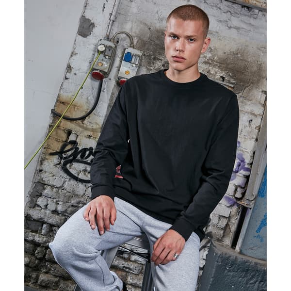 Bygg ditt varumärke Herr ekologisk sweatshirt med ribbad manschett M Svart Black M