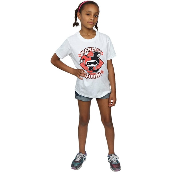 Harley Quinn Girls Chibi Bomull T-shirt 7-8 år Vit White 7-8 Years