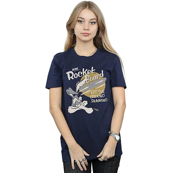 Looney Tunes Dam/Damer Raketbräda Wile E Coyote Bomull T-shirt Navy Blue L