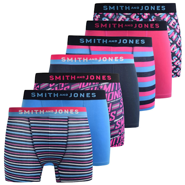 Smith & Jones Herr Taden Blandade Mönster Boxershorts (Förpackning med Blue/Pink M