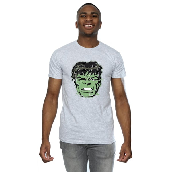Marvel Herr Incredible Hulk Distressed Face T-Shirt M Heather G Heather Grey M