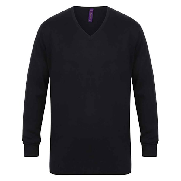 Henbury Herr Bomull Akryl V-ringad Sweatshirt 4XL Marinblå Navy 4XL