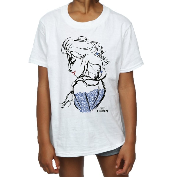 Frozen Girls Elsa Sketch T-Shirt 5-6 år Vit White 5-6 Years