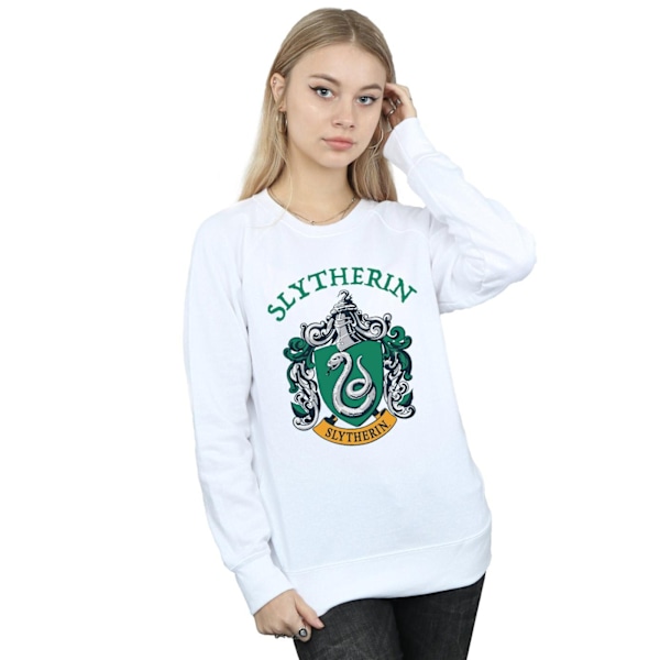 Harry Potter Dam/Kvinnor Slytherin Crest Sweatshirt M Vit White M