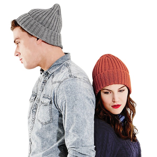 Beechfield Unisex Winter Chunky Ribbed Beanie Hat One Size Heat Heather One Size