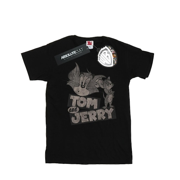 Tom And Jerry Dam/Damer Cartoon Wink Bomull Boyfriend T-Shi Black XL