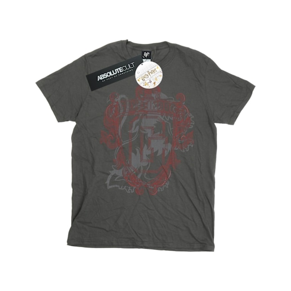 Harry Potter T-shirt med Gryffindors lejonvapen för män, M, kolgrå Charcoal M