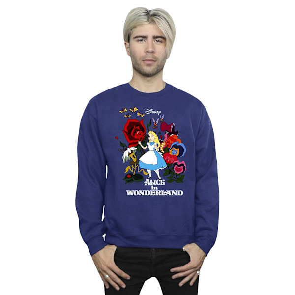 Disney Herr Alice In Wonderland Blommor Sweatshirt M Marinblå Navy Blue M