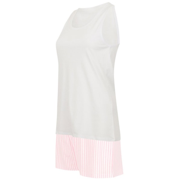 Towel City Dam/Dam Stripe Kort Pyjamas Set 14 UK Vit/Rosa White/Pink 14 UK
