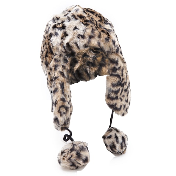 Dam/Kvinnor Leopardmönstrad Fuskpäls Termisk Trapper/Skidmössa Wi Brown/Black Leopard Print 57cm