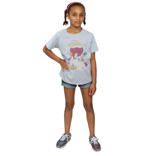 Disney Girls Alice In Wonderland Retro Poster Bomull T-Shirt 9- Sports Grey 9-11 Years