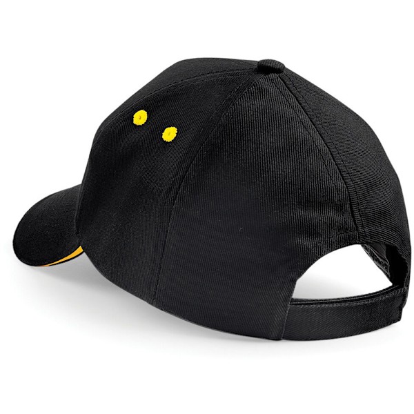 Beechfield Unisex Ultimate 5 Panel Contrast Baseball Cap Med Sandwich Peak / Headwear En Storlek Svart/Gul Black/Yellow One Size