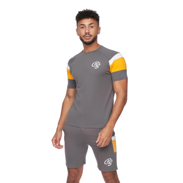 Crosshatch herr Cremland T-shirt och shorts set S mörkgrå Dark Grey S