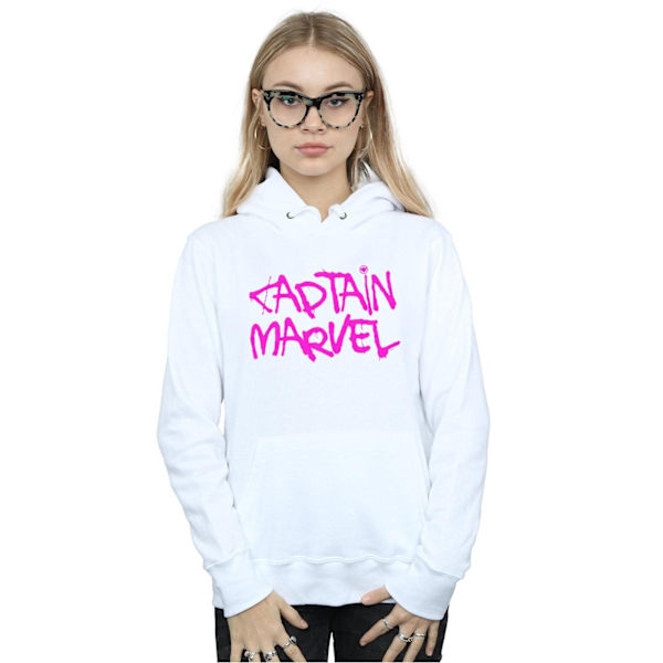 Marvel Womens/Ladies Captain Marvel Spray Text Hoodie S Vit White S