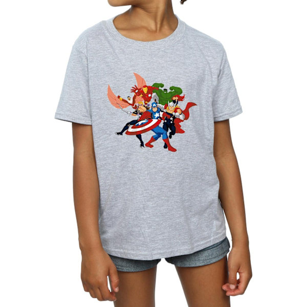 Marvel Girls Avengers Assemble Comic Team Bomull T-shirt 5-6 år Sports Grey 5-6 Years