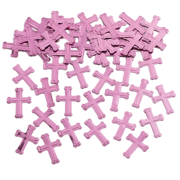 Kreativt fest plast kors dopkonfetti en storlek rosa Pink One Size