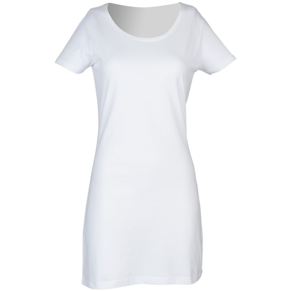 Skinni Fit Dam/Kvinnor Scoop Neck T-Shirt Klänning M Vit White M