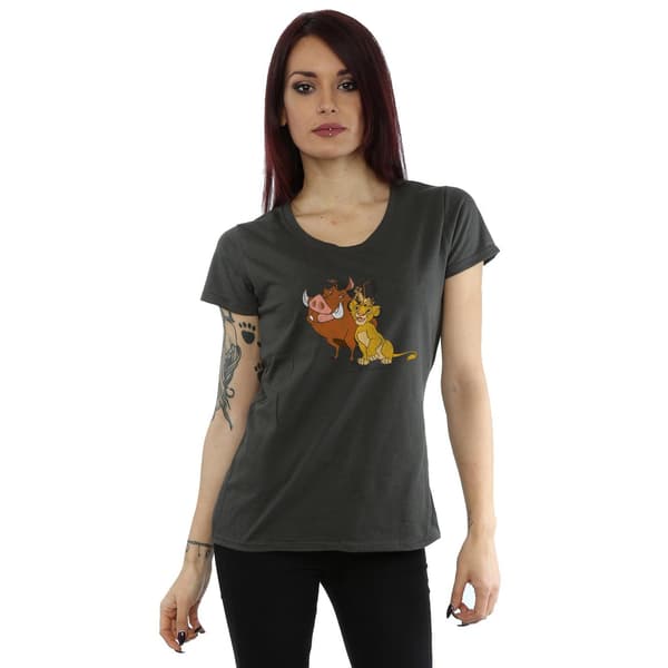 Disney Dam/Dam Klassisk Simba, Timon Och Pumbaa Bomulls T-S Light Graphite XS