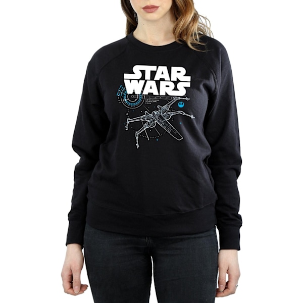 Star Wars Dam/Kvinnor The Last Jedi X-Wing Sweatshirt S Svart Black S