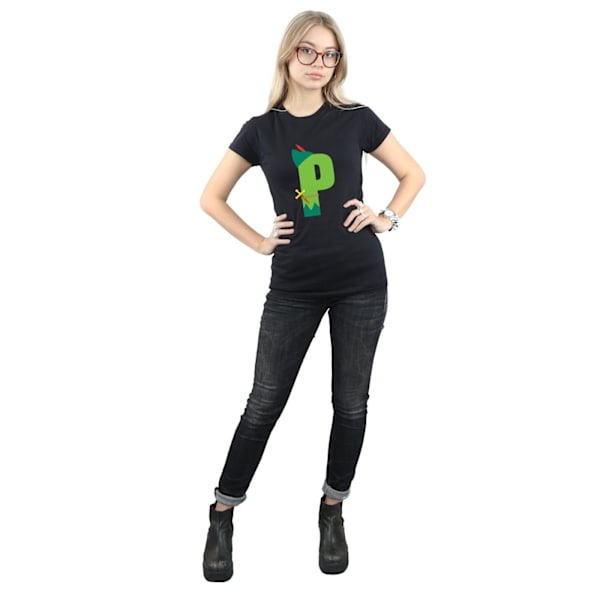 Disney Dam/Dam Alphabet P Är För Peter Pan Bomull T-shirt Black M