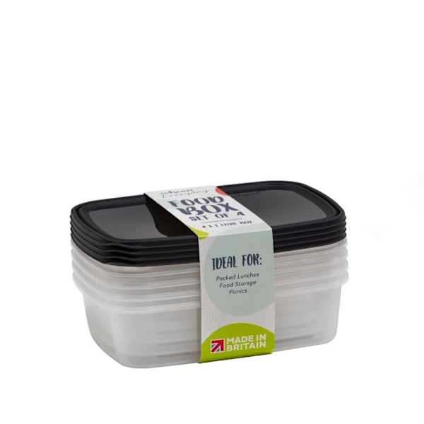 Wham 1L matlåda (4-pack) One Size Transparent/Svart Clear/Black One Size