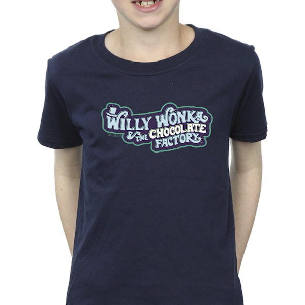 Willy Wonka Boys Chocolate Factory Logo T-Shirt 5-6 år Marinblå Navy Blue 5-6 Years