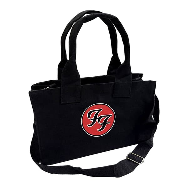 Foo Fighters FF Logotyp Bomullstygväska med Tryck på Baksidan, One Size, Svart Black One Size