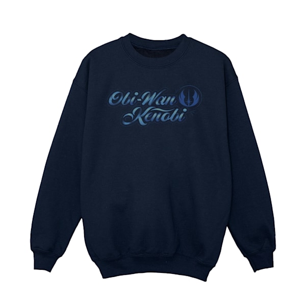 Star Wars Girls Obi-Wan Kenobi Ribbon Font Sweatshirt 7-8 år Navy Blue 7-8 Years