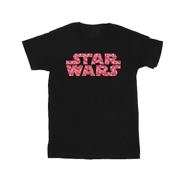 Star Wars T-shirt i bomull med hjärtlogotyp för flickor, 5-6 år, svart Black 5-6 Years