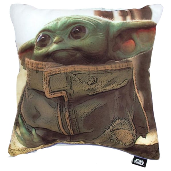 Star Wars: The Mandalorian Baby Yoda Fylld kudde 40cm x 40cm Green/White/Brown 40cm x 40cm